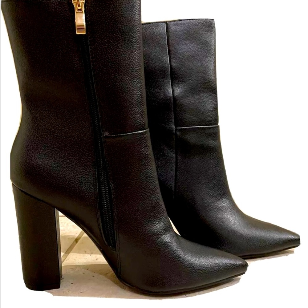 LULUS-Dawson Black Pebble Pointed-Toe
Mid Calf Boots.